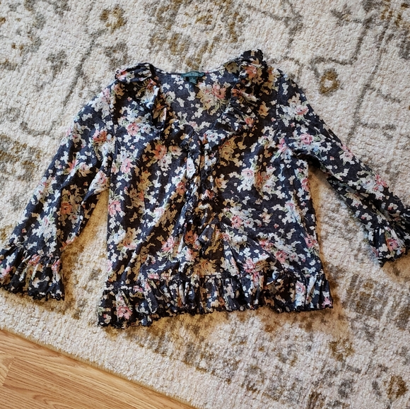 Lauren Ralph Lauren Sweaters - LAUREN by Ralph Lauren floral ruffle topper! New!
